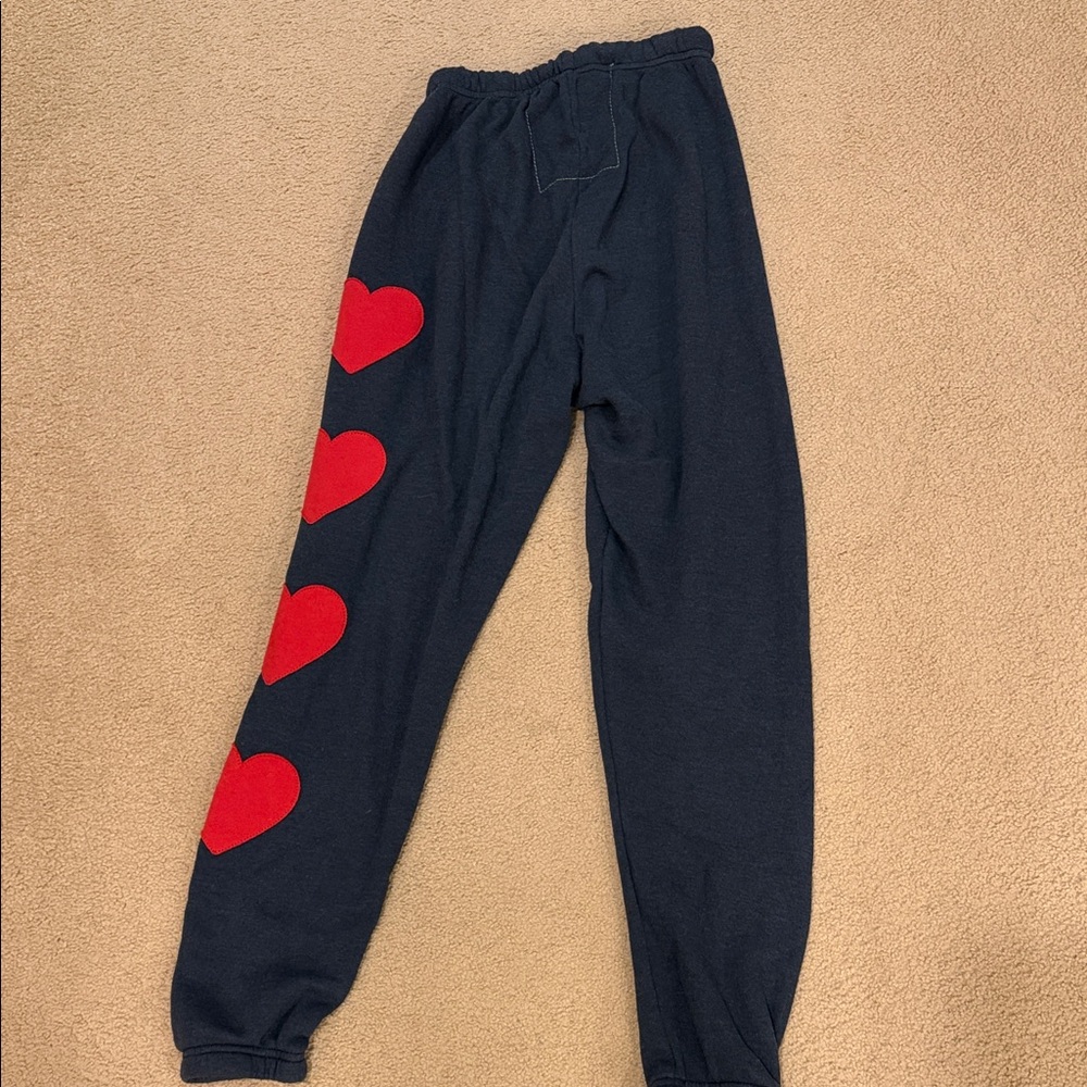 Aviator Nation Black Joggers with Red Hearts - Picture 5 of 7